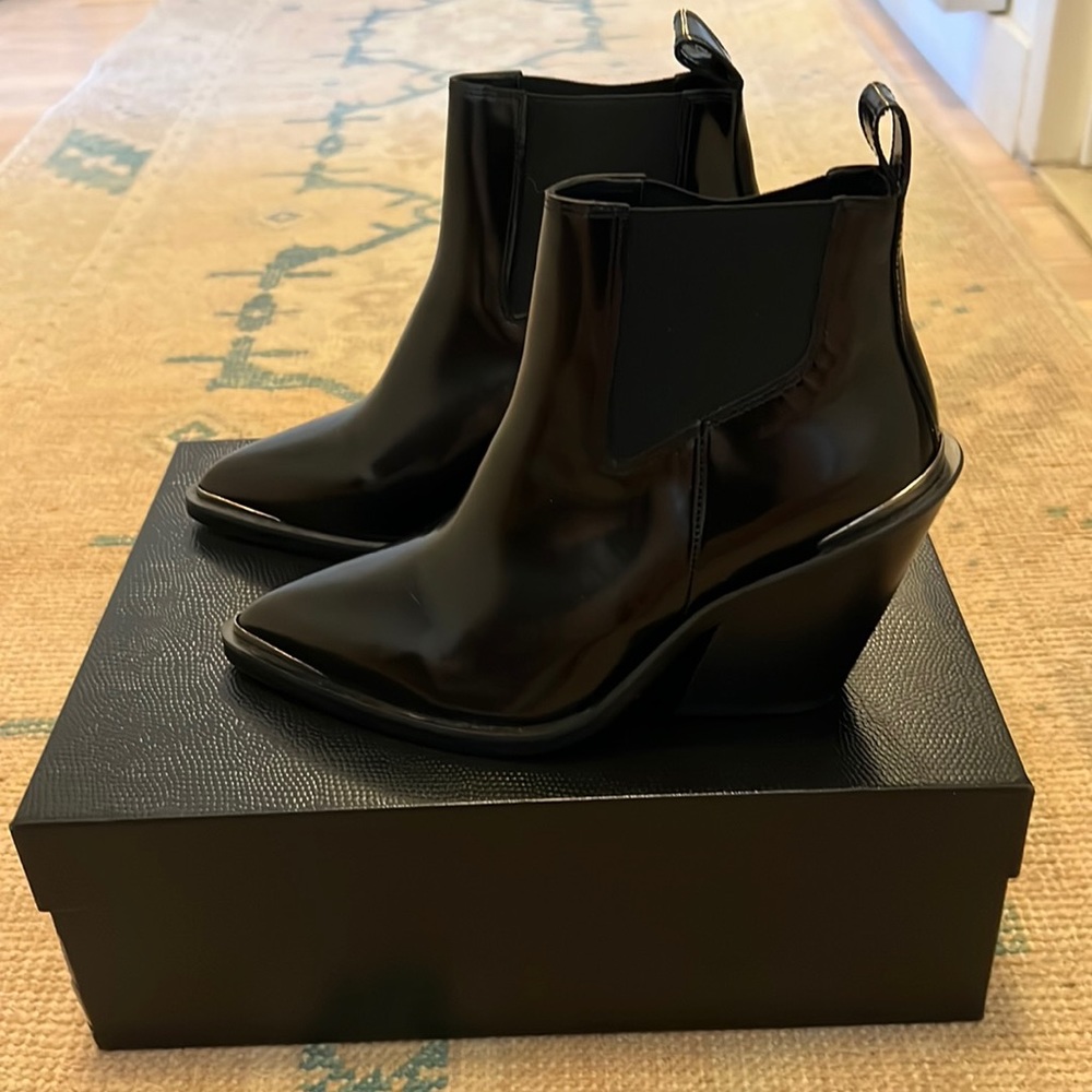 New in Box The Kooples Paris Low Black Leather Silver Detail Boot SOLD OUT!